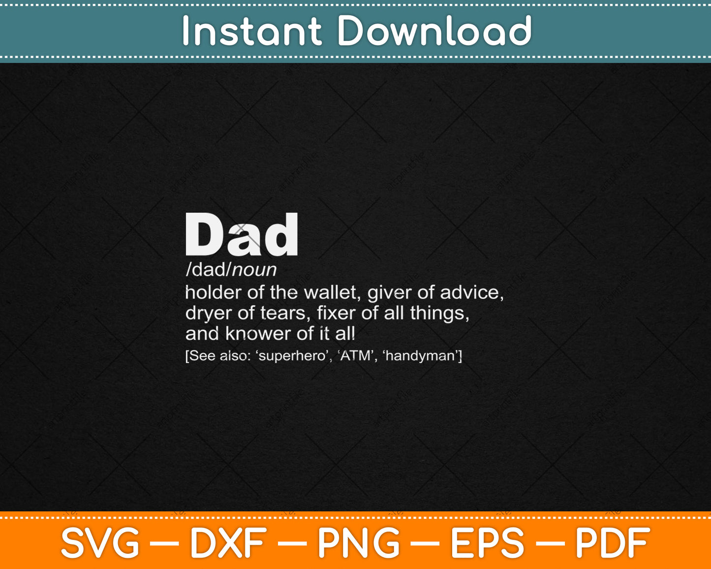 Dad Definition Fathers Day Svg Digital Cutting File