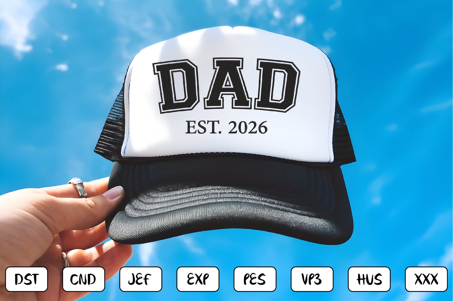 Dad EST 2026 Embroidery Design, Proud Dad Machine Embroidery Pattern, Dad Embroidery Design
