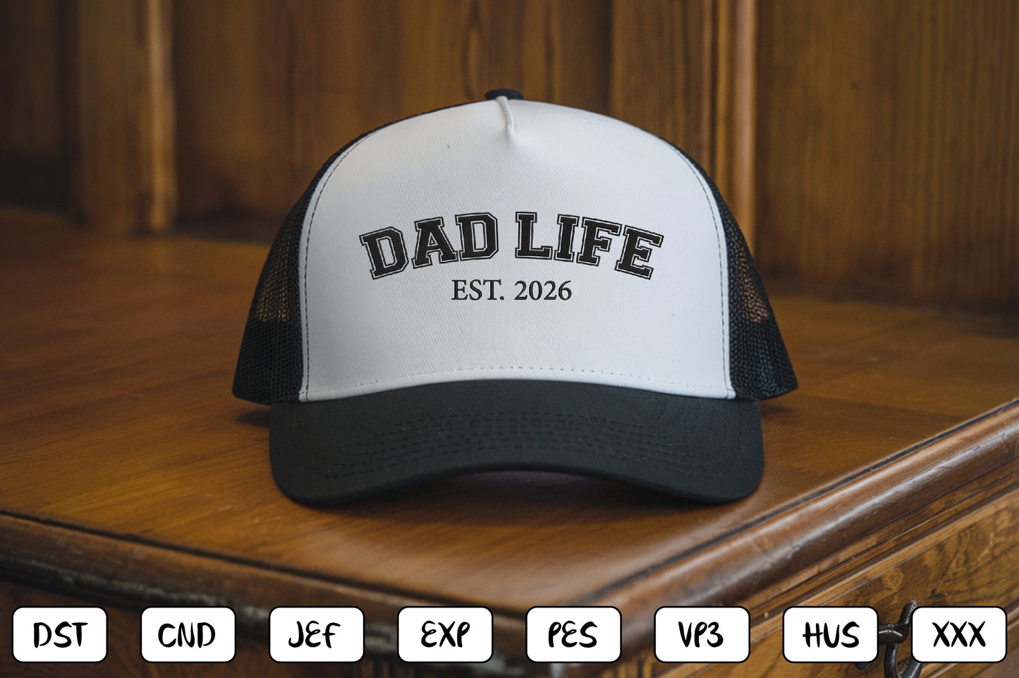 Dad Life EST 2026 Embroidery Design, Funny Dad Machine Embroidery Pattern, Fatherhood Embroidery Design
