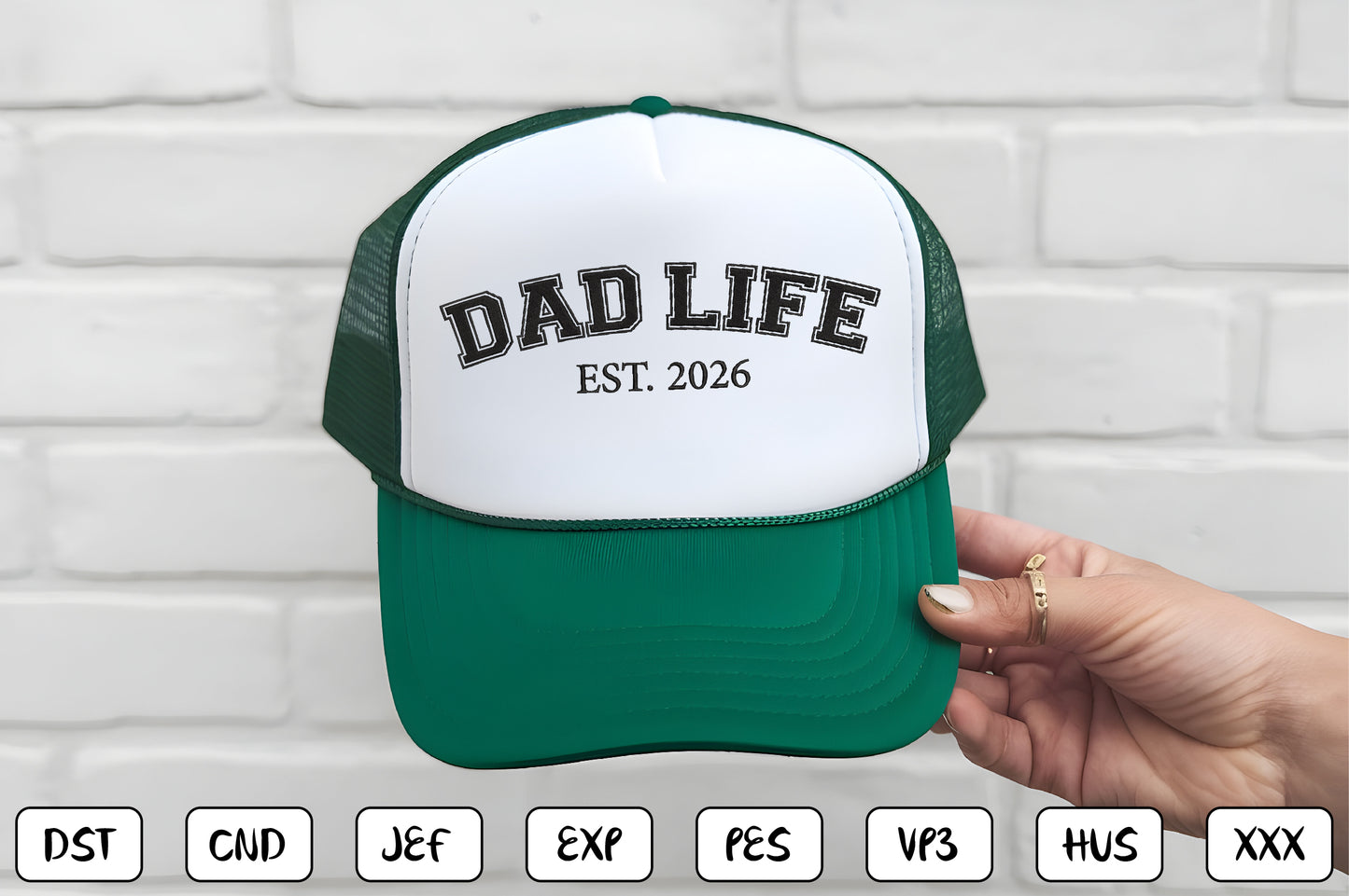 Dad Life EST 2026 Embroidery Design, Funny Dad Machine Embroidery Pattern, Fatherhood Embroidery Design