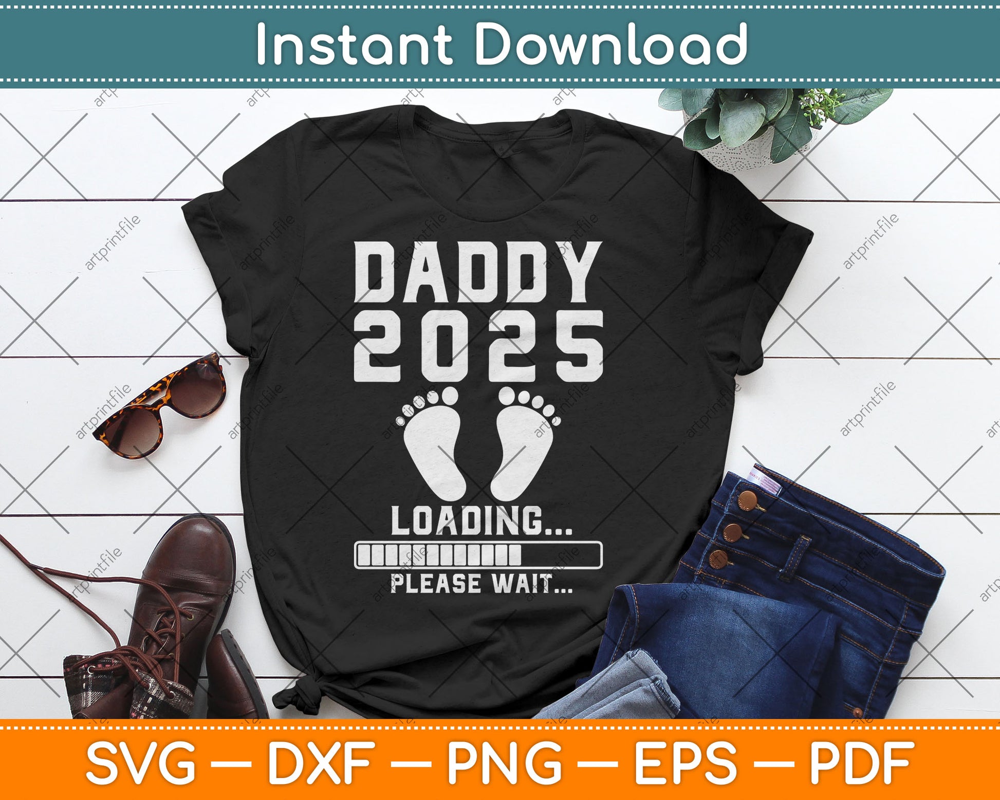 Daddy 2025 Loading Baby Announcement Expecting Dad To Be Svg Design Cutting File