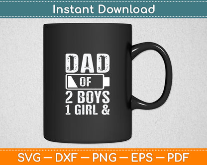 Dad of 1 Girl & 2 Boys Gifts Daddy of 3 Kids Svg Digital Printable Cutting File