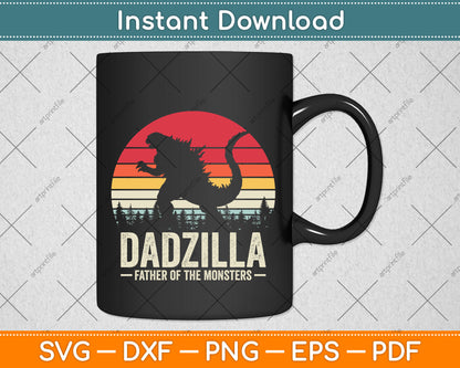 Dadzilla Father Of The Monsters Sunset Retro Svg Png Dxf Digital Cutting File