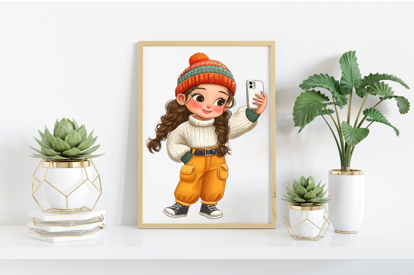 Daily Routine Winter Girl Clipart PNG