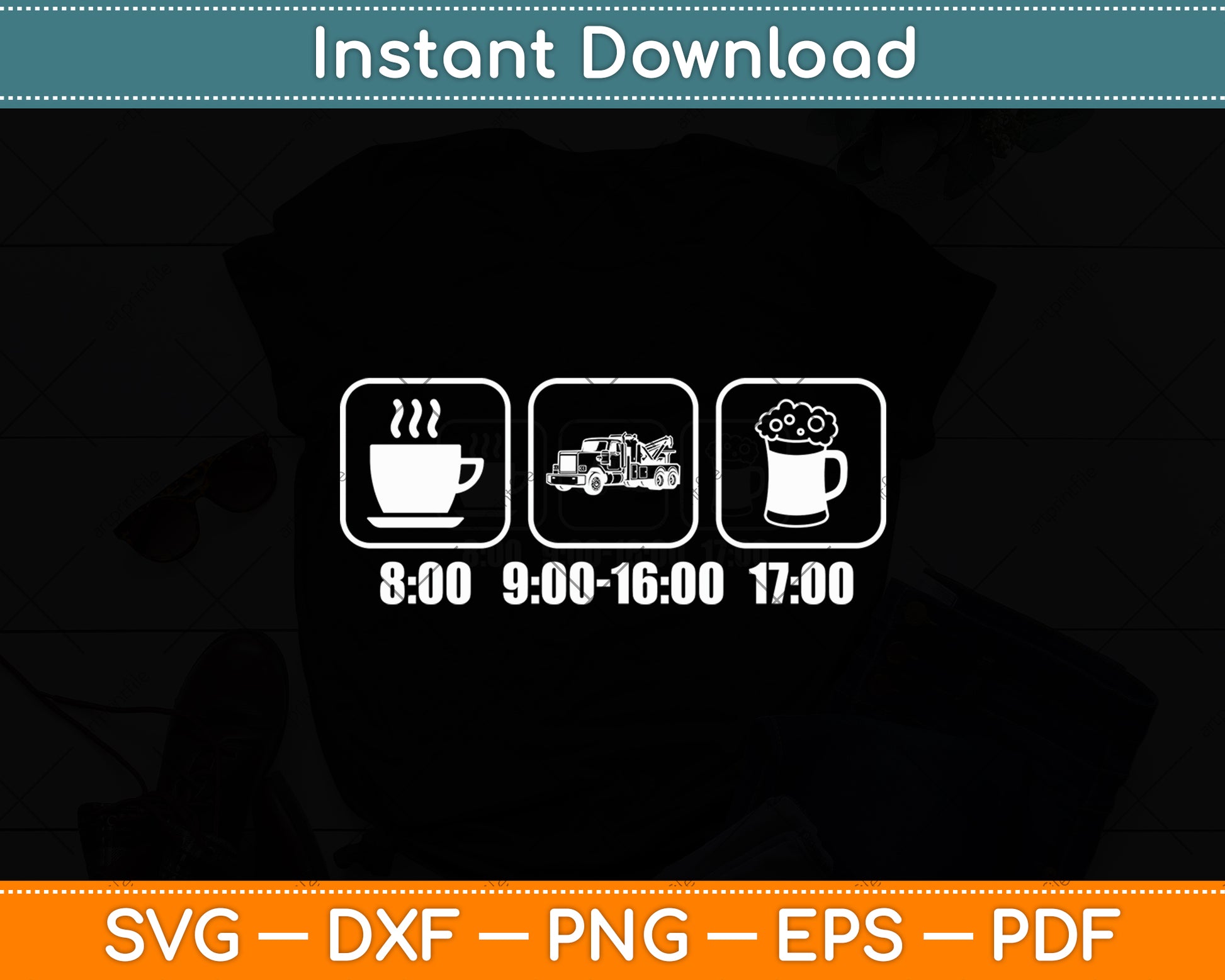 Daily Schedule Towing Tow Truck Driver Svg Digital Cutting File