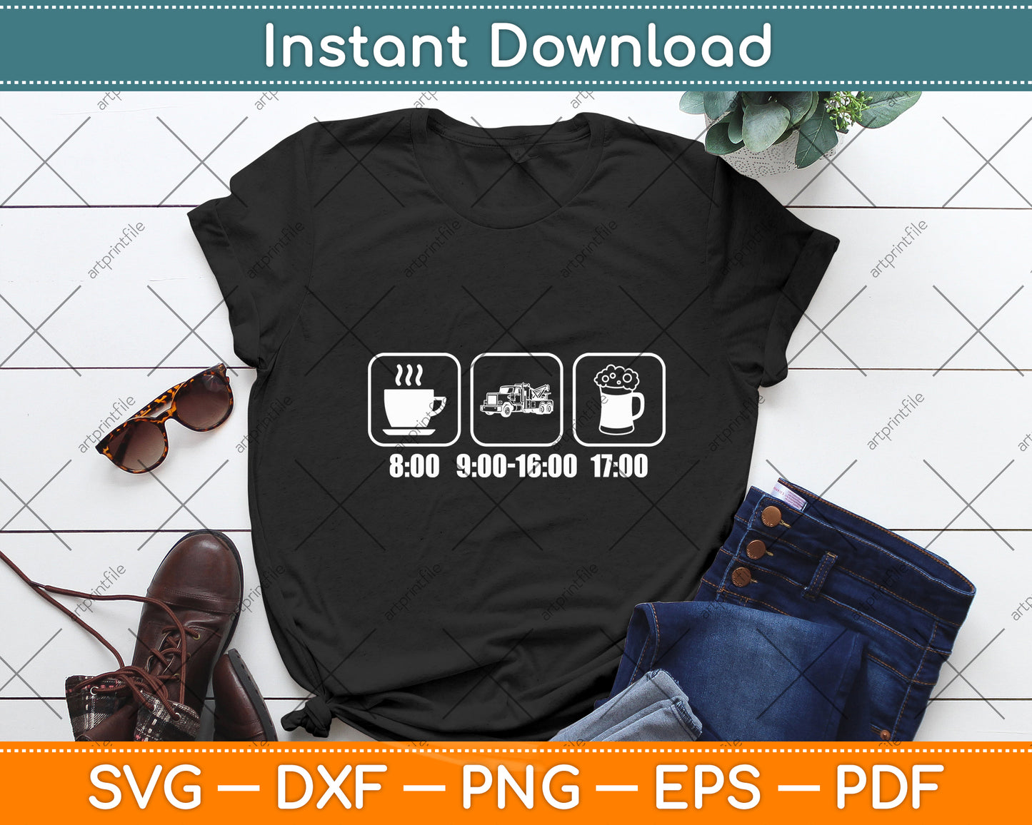 Daily Schedule Towing Tow Truck Driver Svg Digital Cutting File