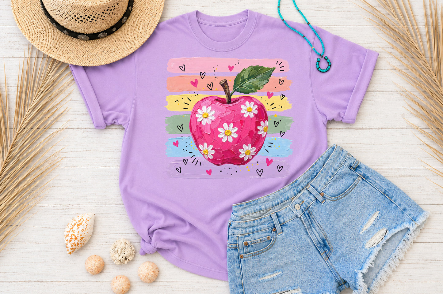 Daisy Apple Teacher PNG Back to School Sublimation