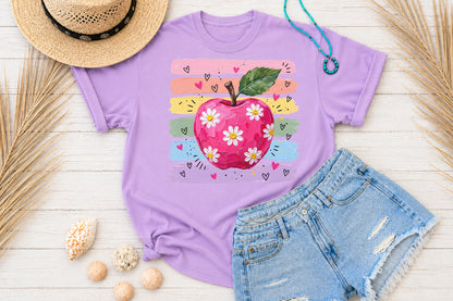 Daisy Apple Teacher PNG Back to School Sublimation