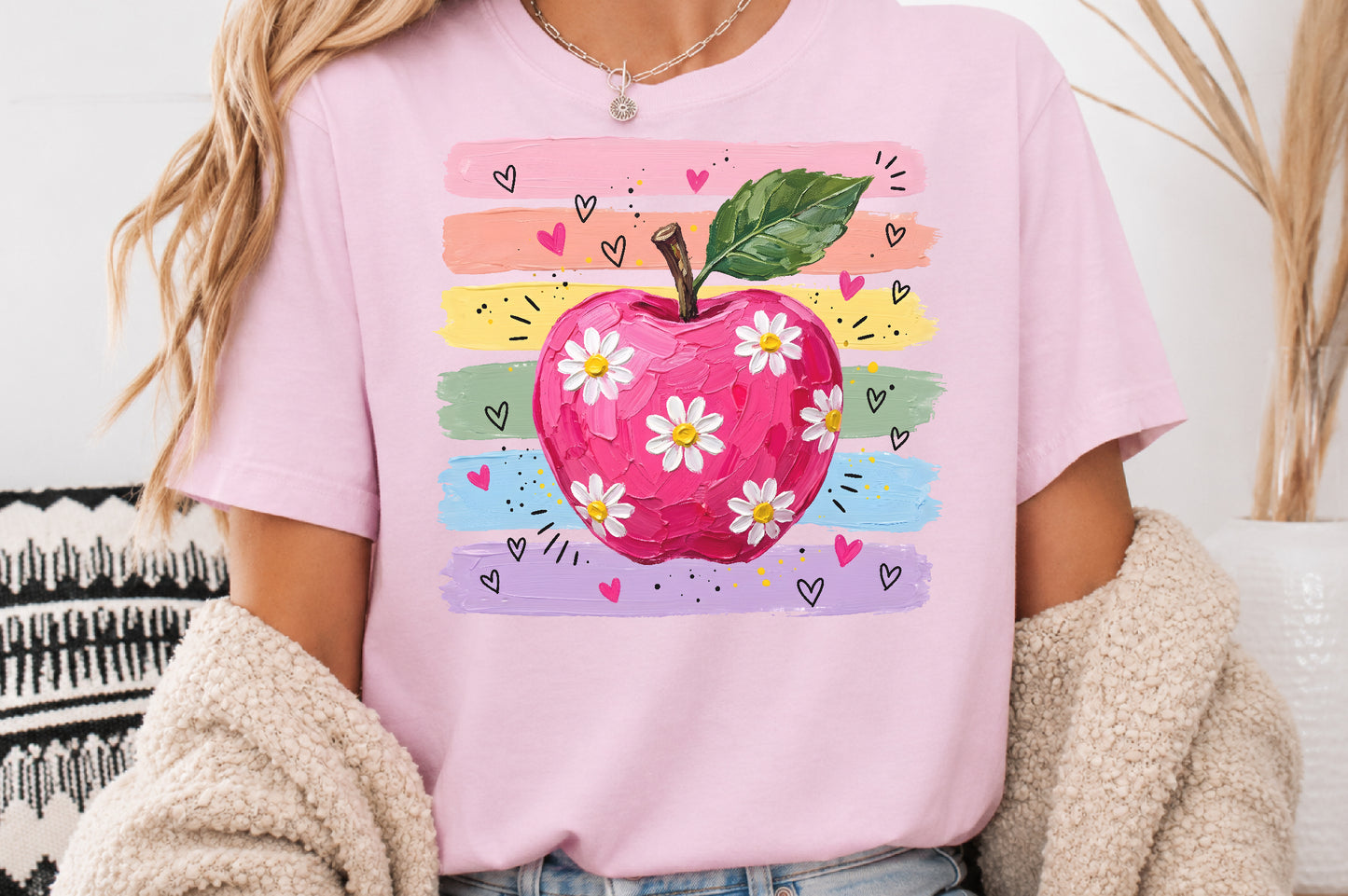 Daisy Apple Teacher PNG Back to School Sublimation