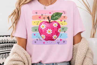Daisy Apple Teacher PNG Back to School Sublimation
