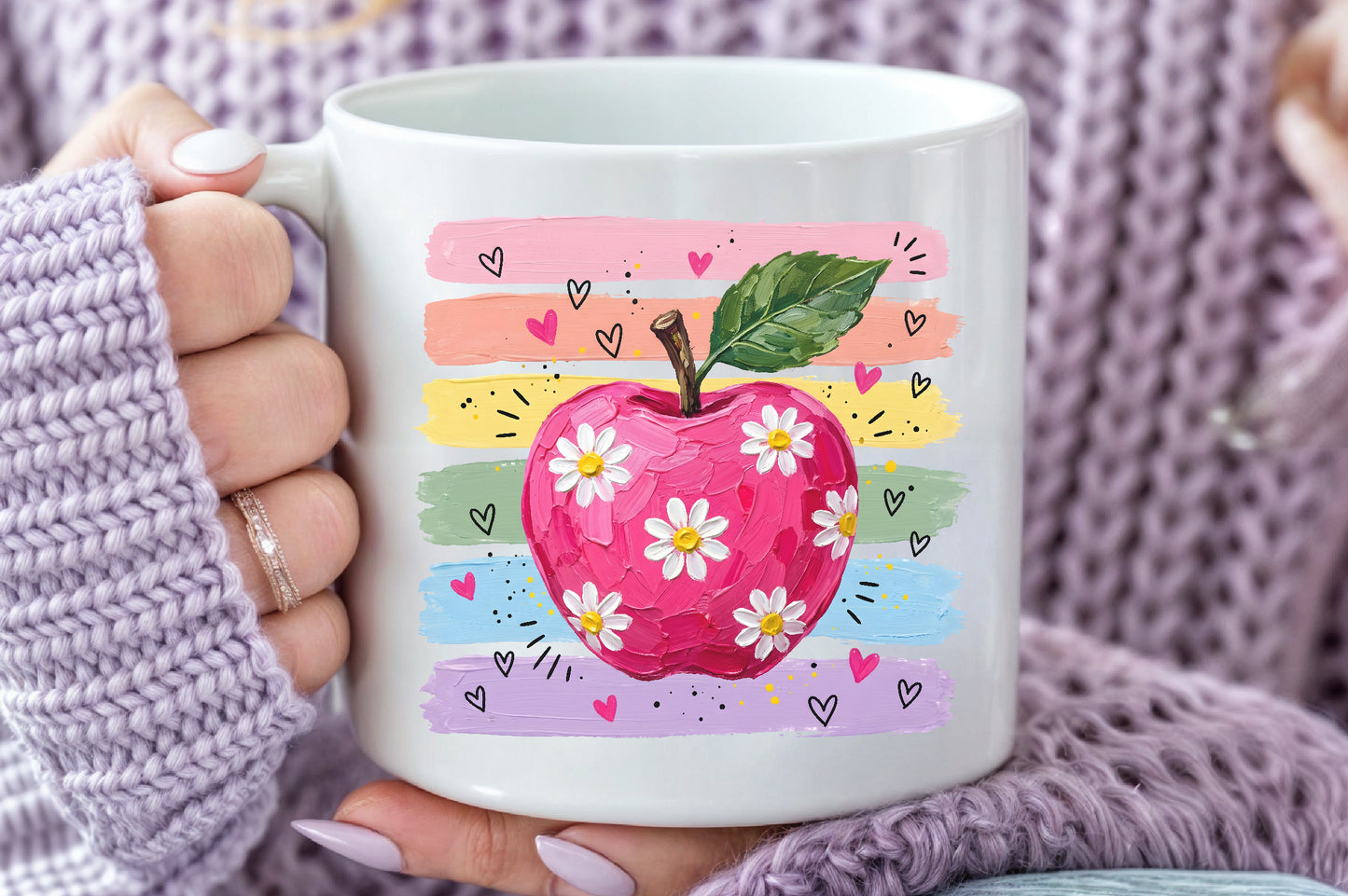 Daisy Apple Teacher PNG Back to School Sublimation