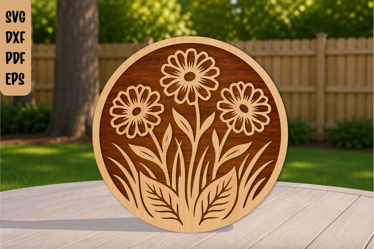 Daisy Flower Laser Cut SVG