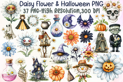 Daisy Flower Halloween Clipart 37 PNG