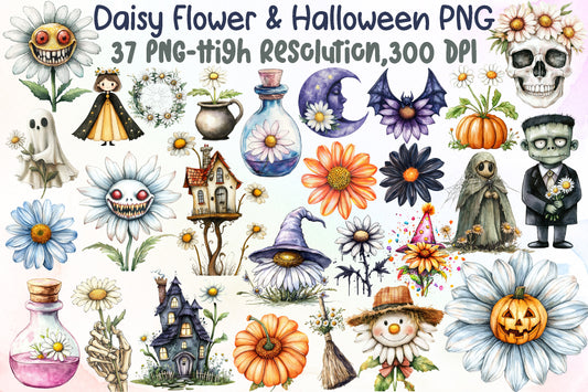 Daisy Flower Halloween Clipart 37 PNG
