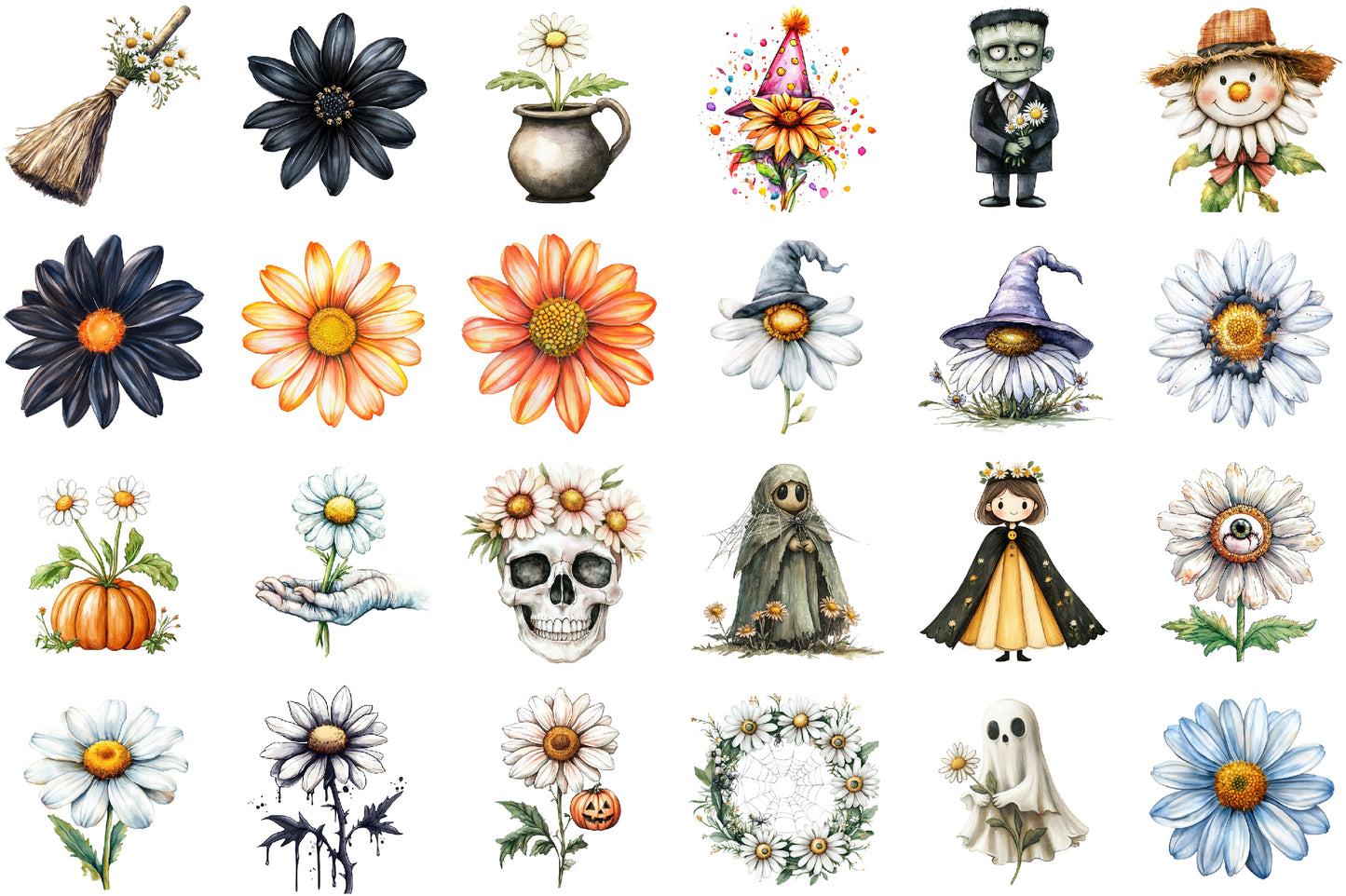 Daisy Flower Halloween Clipart 37 PNG