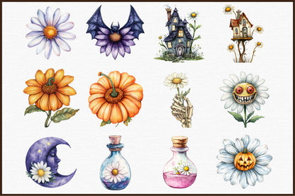 Daisy Flower Halloween Clipart 37 PNG