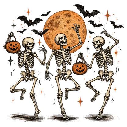 Dancing Skeletons Halloween Pumpkin PNG Clipart