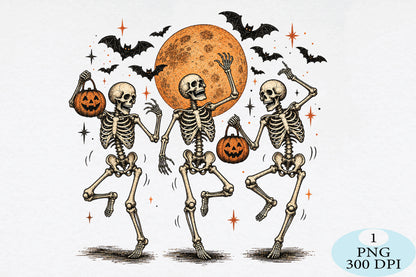 Dancing Skeletons Halloween Pumpkin PNG Clipart