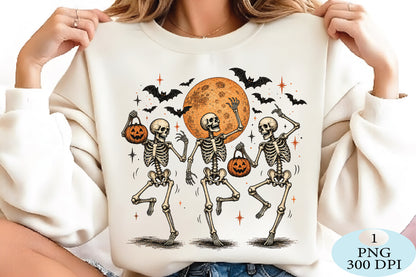 Dancing Skeletons Halloween Pumpkin PNG Clipart