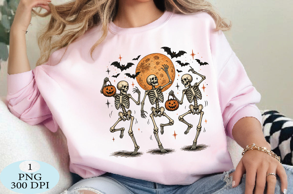 Dancing Skeletons Halloween Pumpkin PNG Clipart