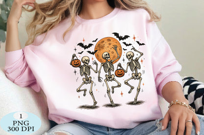 Dancing Skeletons Halloween Pumpkin PNG Clipart
