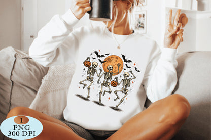 Dancing Skeletons Halloween Pumpkin PNG Clipart