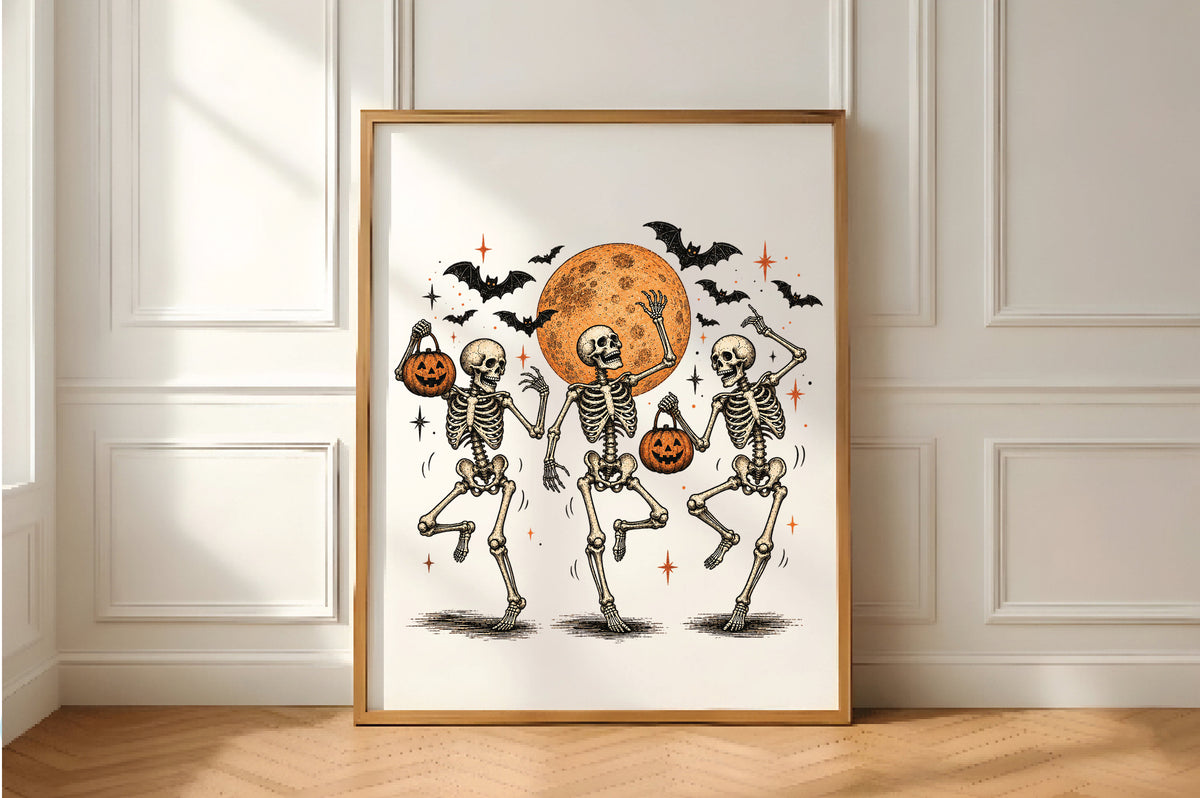 Dancing Skeletons Halloween Pumpkin PNG Clipart