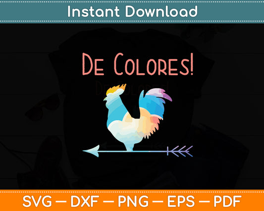De Colores Rainbow Colors Rooster Svg Digital Cutting File