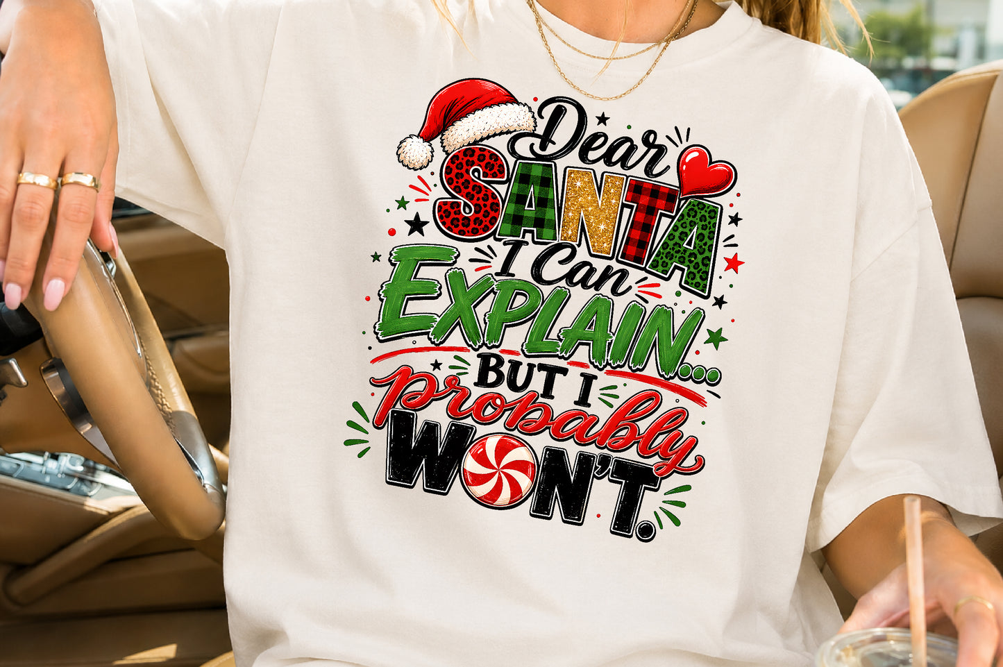 Dear Santa I Can Explain But First Wine Christmas PNG Design