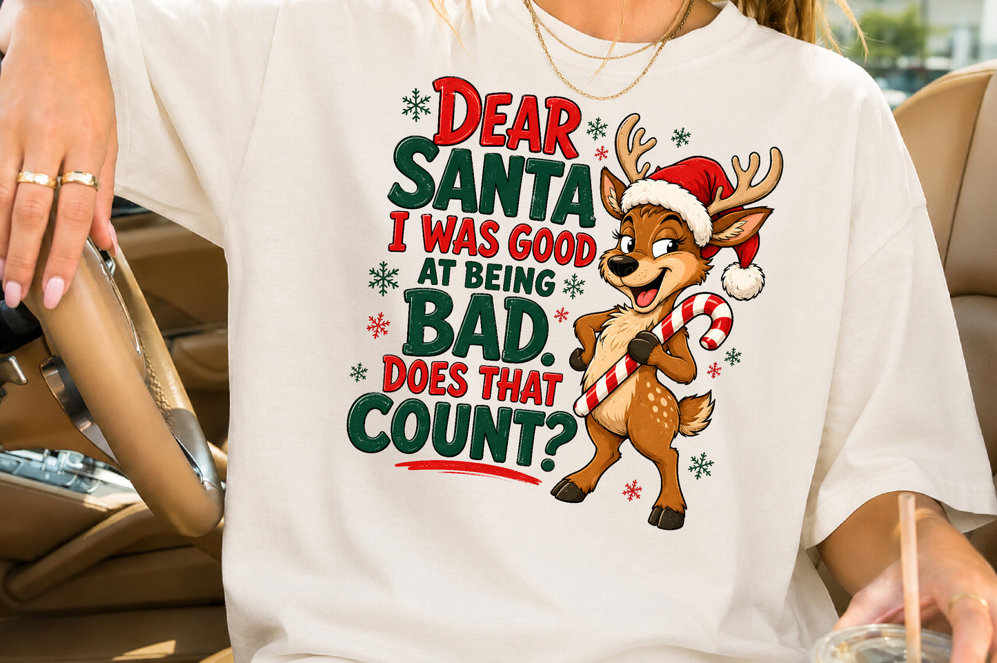Dear Santa I Was Good At Being Bad Christmas Reindeer PNG Design