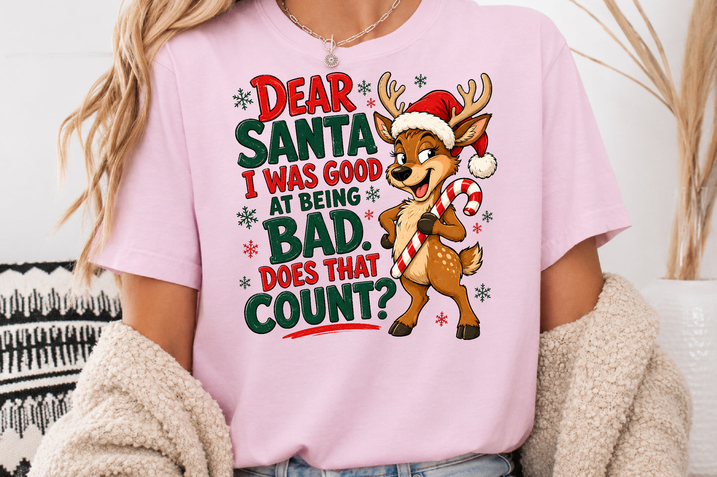 Dear Santa I Was Good At Being Bad Christmas Reindeer PNG Design