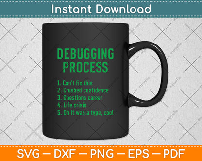 Debugging Process List Computer Programming Funny Svg Digital Cutting File