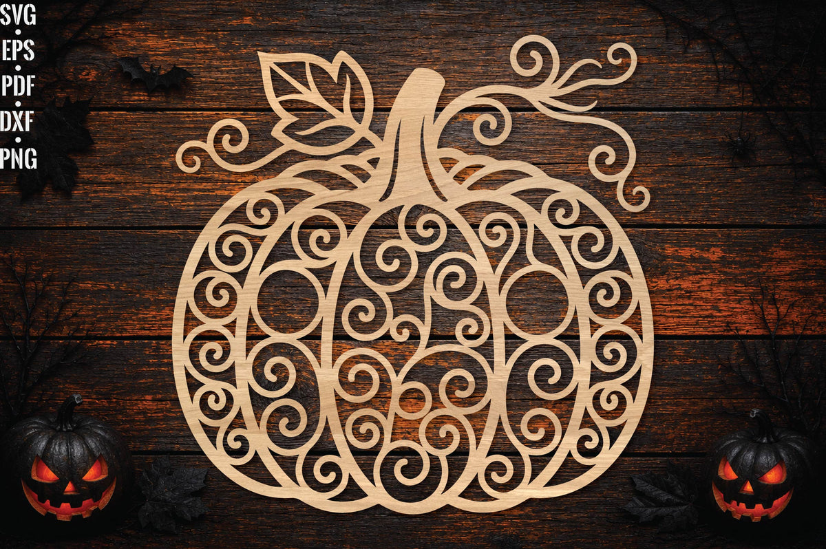 Decorative Pumpkin Monogram Laser Cut SVG, Ornamental Pumpkin Cut File, Halloween Pumpkin Wall Decor