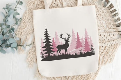 Deer Embroidery Design – Elegant Deer Machine Embroidery Pattern, Cute Woodland Animal & Nature Embroidery Design