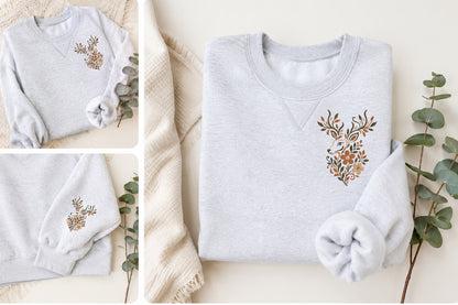 Deer Floral Head Embroidery Design