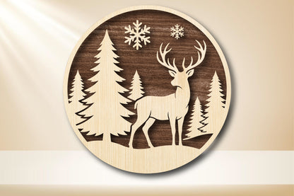 Deer Forest Laser Cut SVG