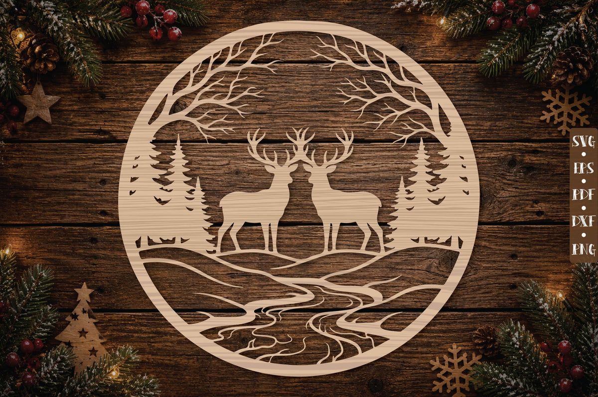 Deer Forest Ornament SVG