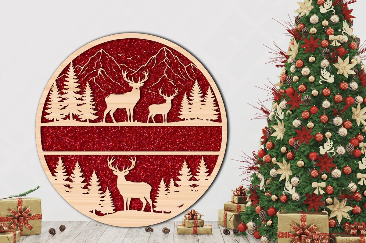Deer Mountain Christmas SVG Laser Cut