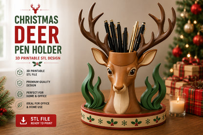 Deer Pen Holder 3D STL Design