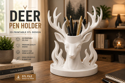 Deer Pen Holder 3D STL Design