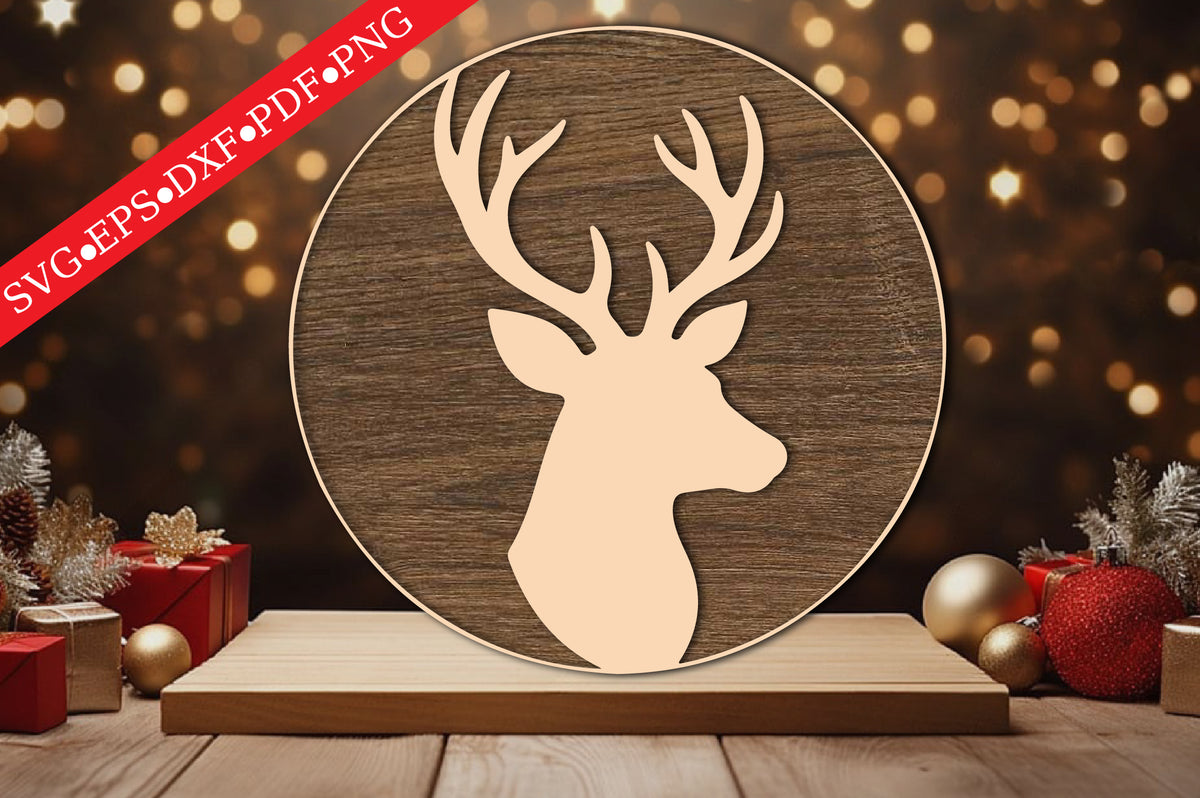 Deer Round Sign Laser Cut SVG