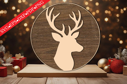 Deer Round Sign Laser Cut SVG