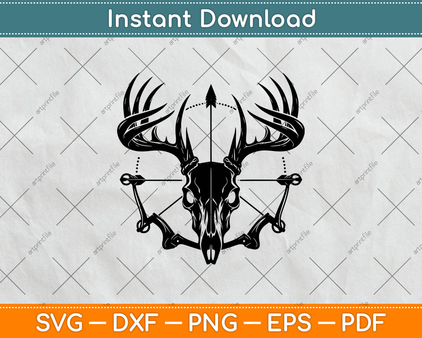 Deer Skull Bow Hunting Fathers Day Svg Png Dxf Digital Cutting File