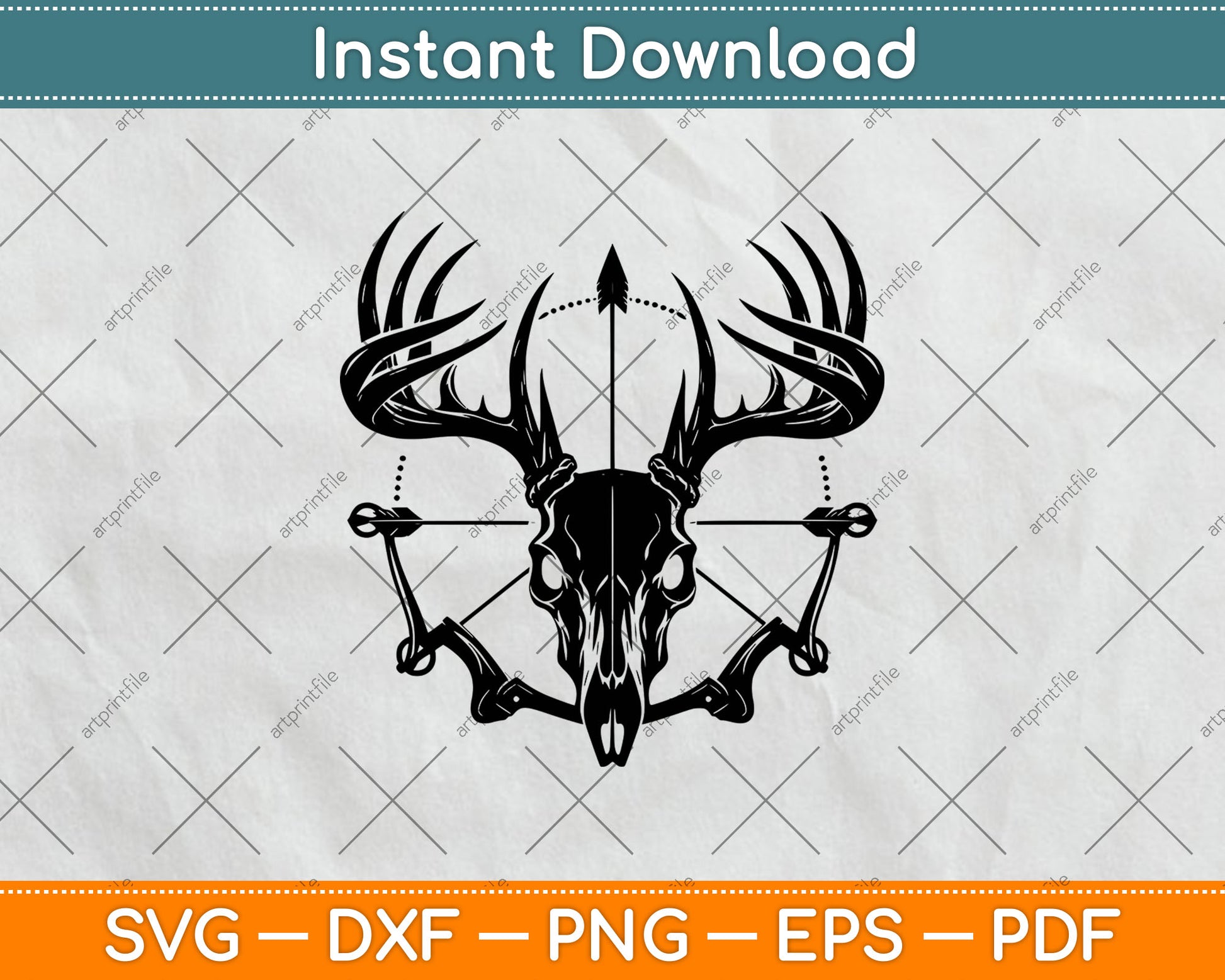 Deer Skull Bow Hunting Fathers Day Svg Png Dxf Digital Cutting File