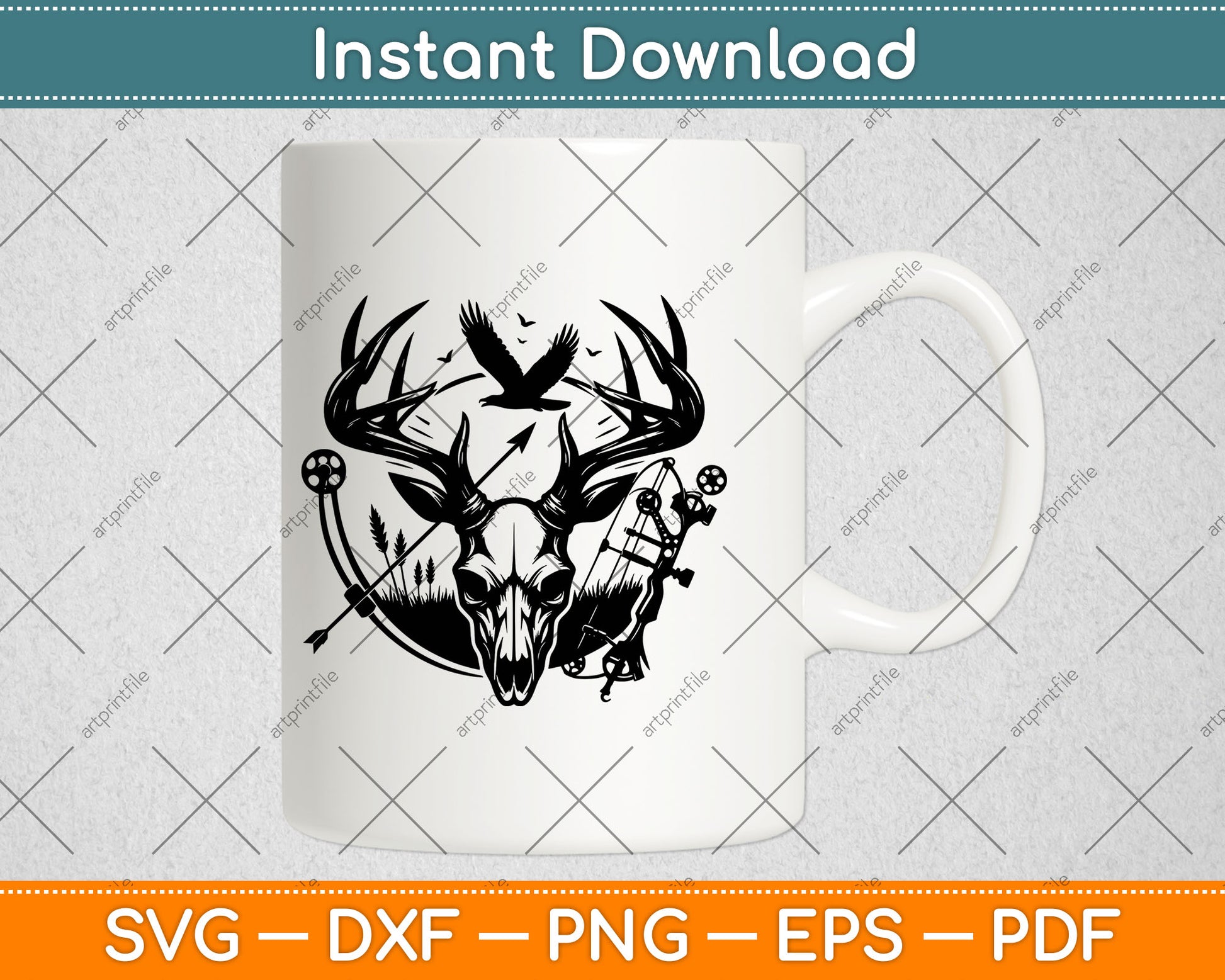 Deer Skull Bow Hunting Vector Fathers Day Svg Digital Cutting File