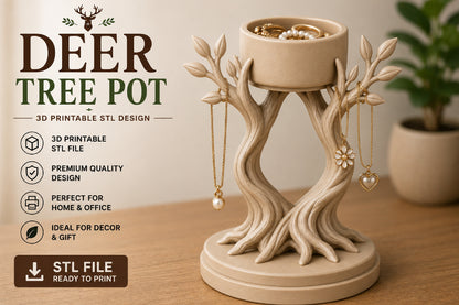Deer Tree Pot 3D STL Design