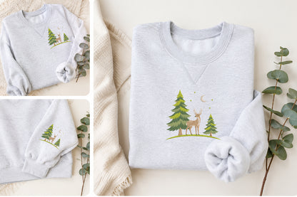 Deer in Pine Forest Embroidery Design