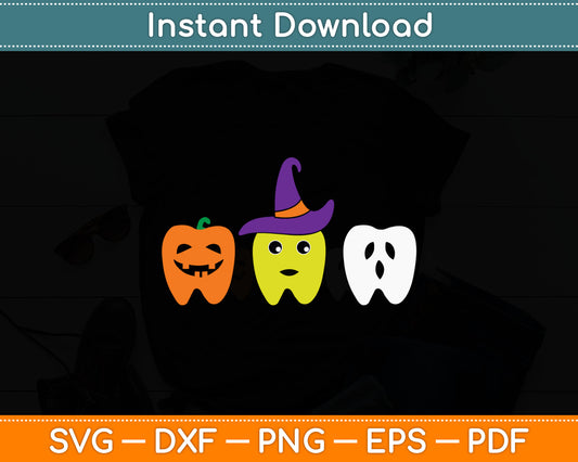 Dental Hygienist Halloween Pumpkin Ghost Witch Tooth Doctor Svg Digital Cutting File