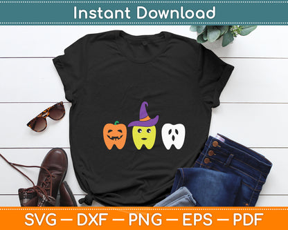 Dental Hygienist Halloween Pumpkin Ghost Witch Tooth Doctor Svg Digital Cutting File