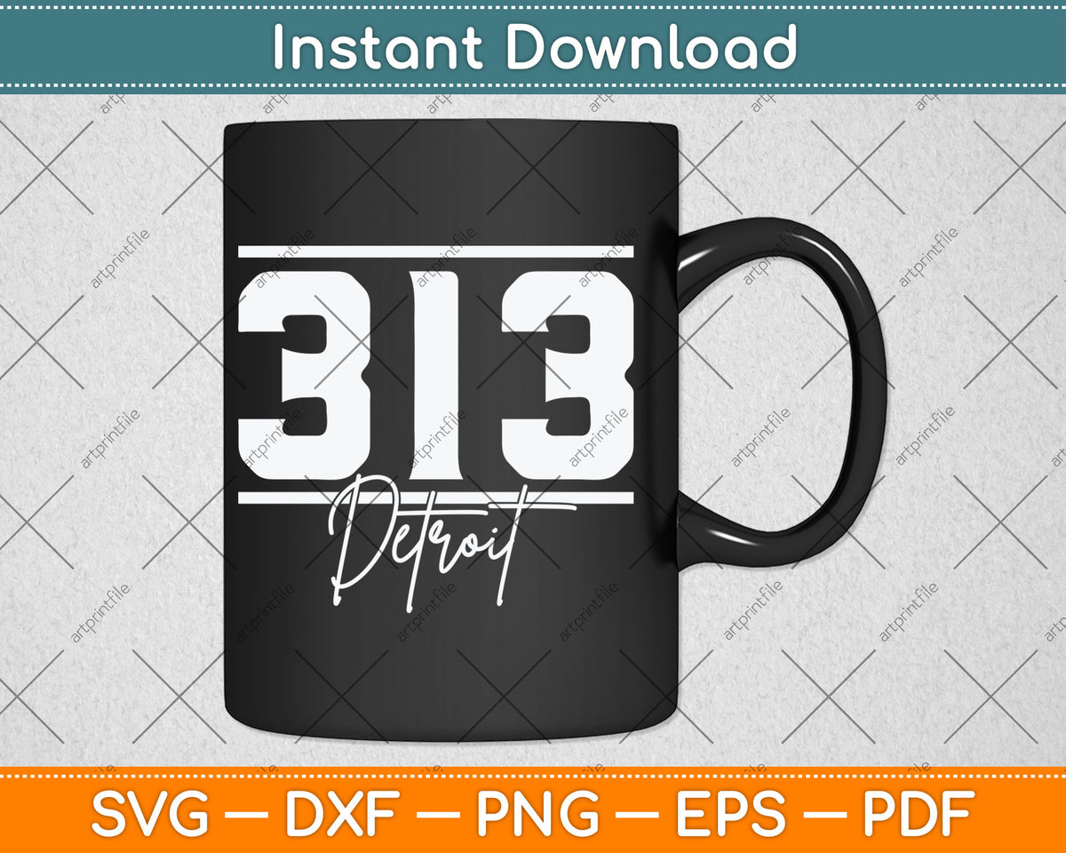 Detroit 313 Area Code Skyline Michigan Vintage Svg Digital Cut File ...